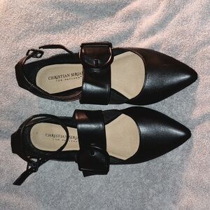 Black strap flats
